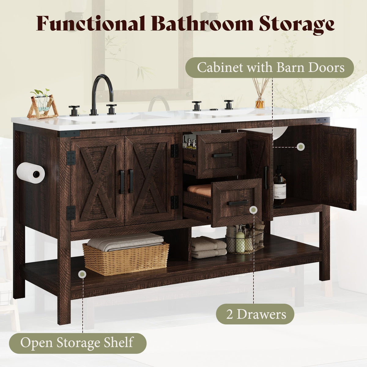 Calverton Rustic Brown 60”