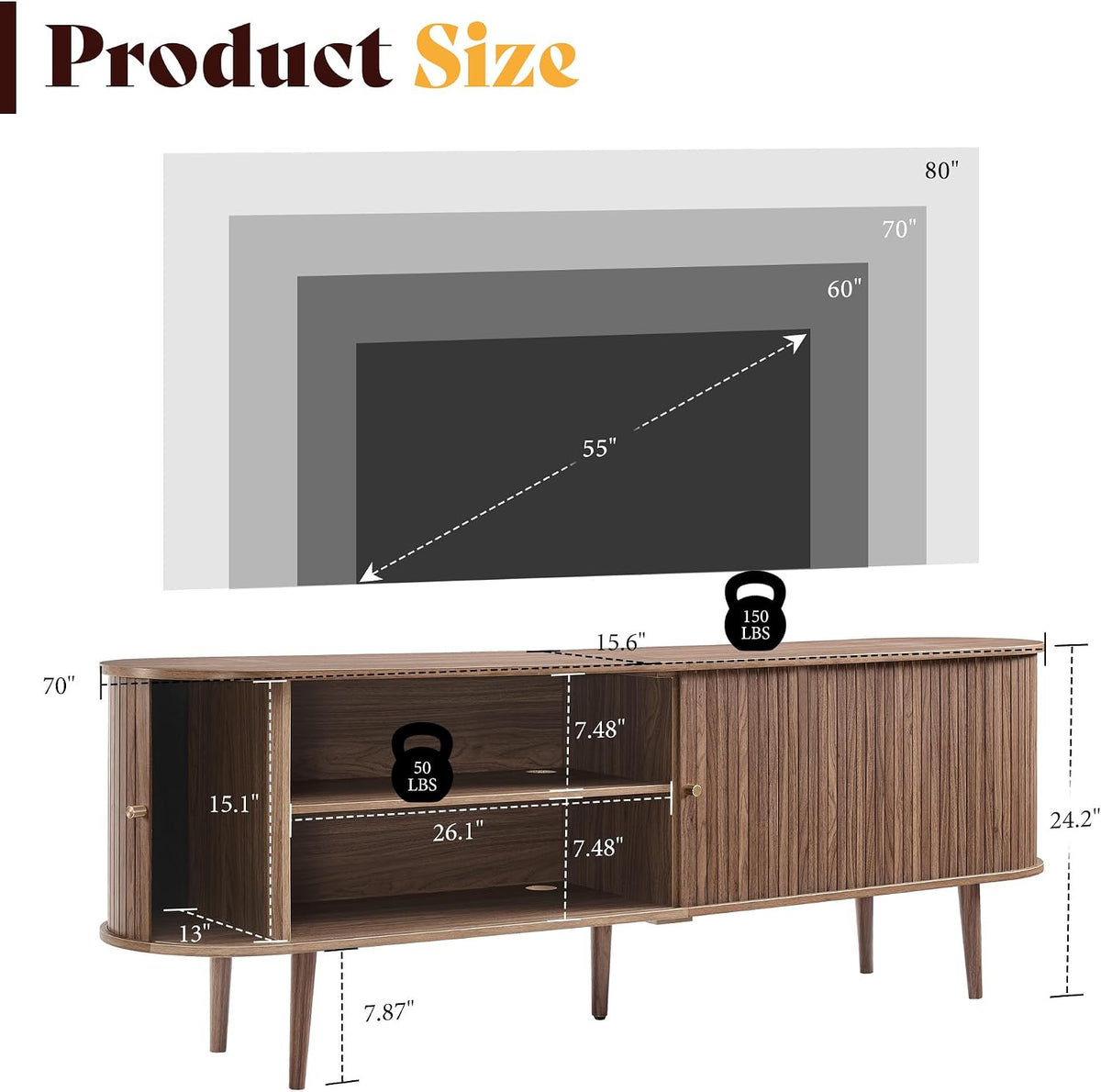 Briar 70" Mid Century TV Stand - Walnut
