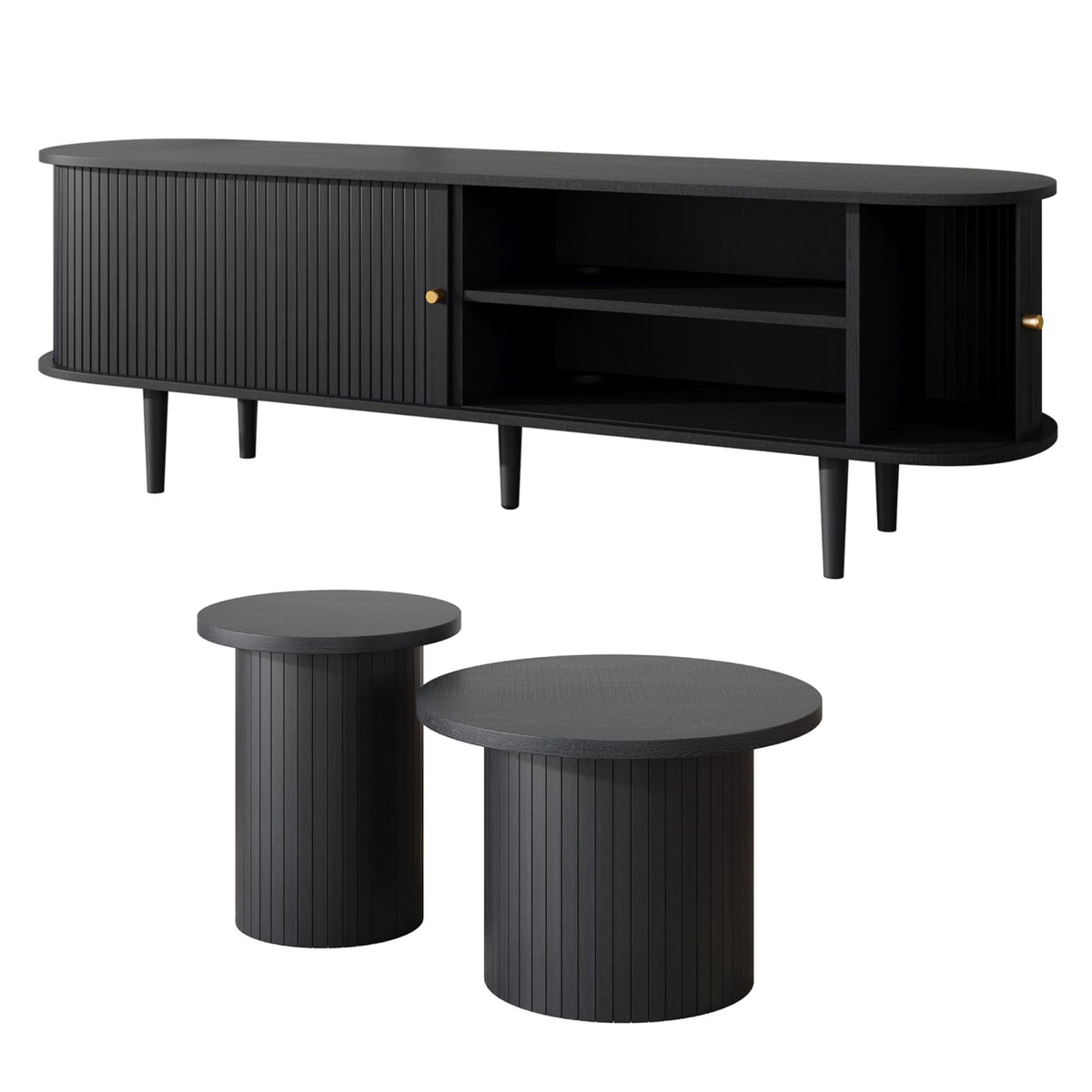 Briar Tambour Living Room Set Amerlife Black / 70"