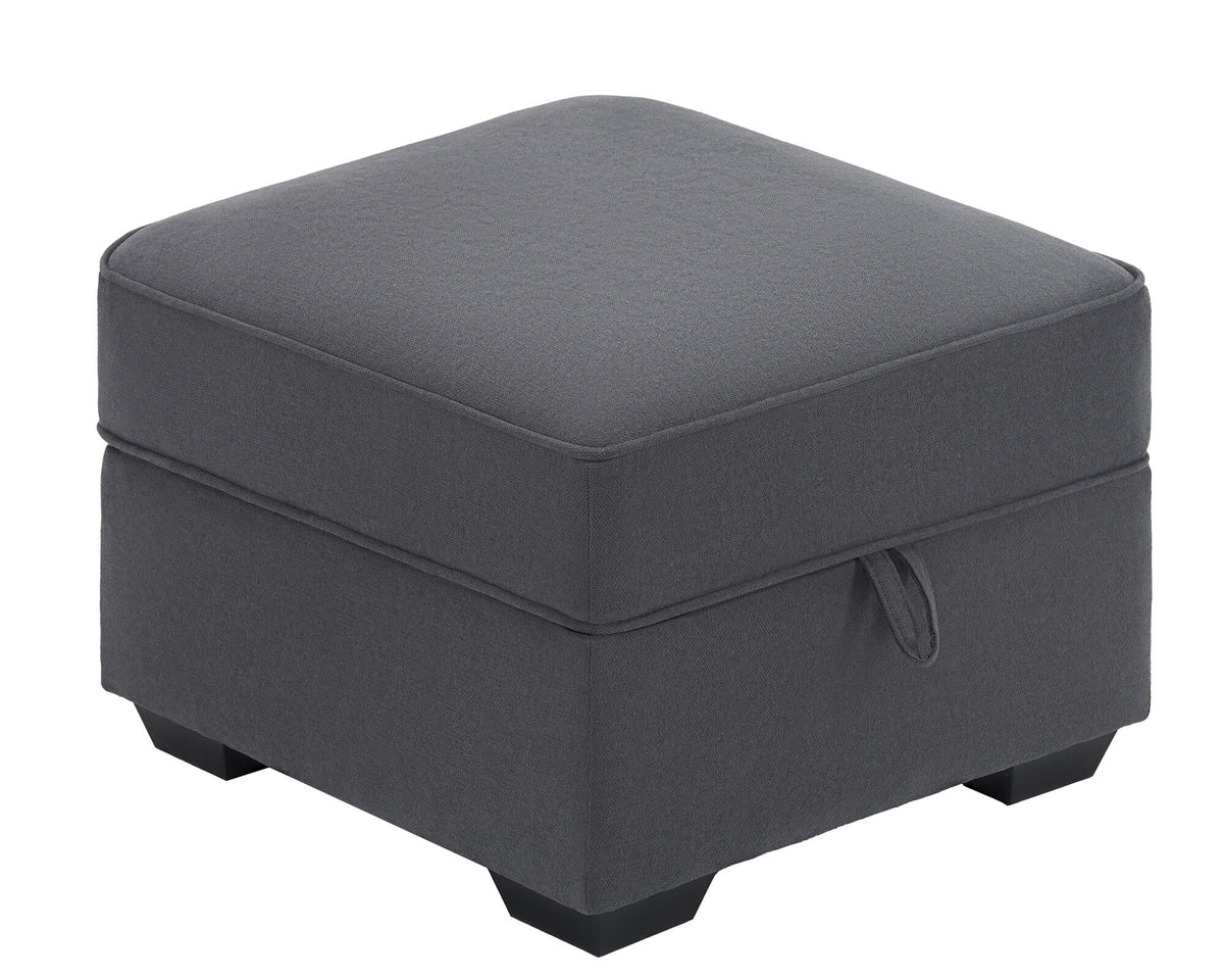 Chords Storage Ottoman - Chenille Charcoal Grey