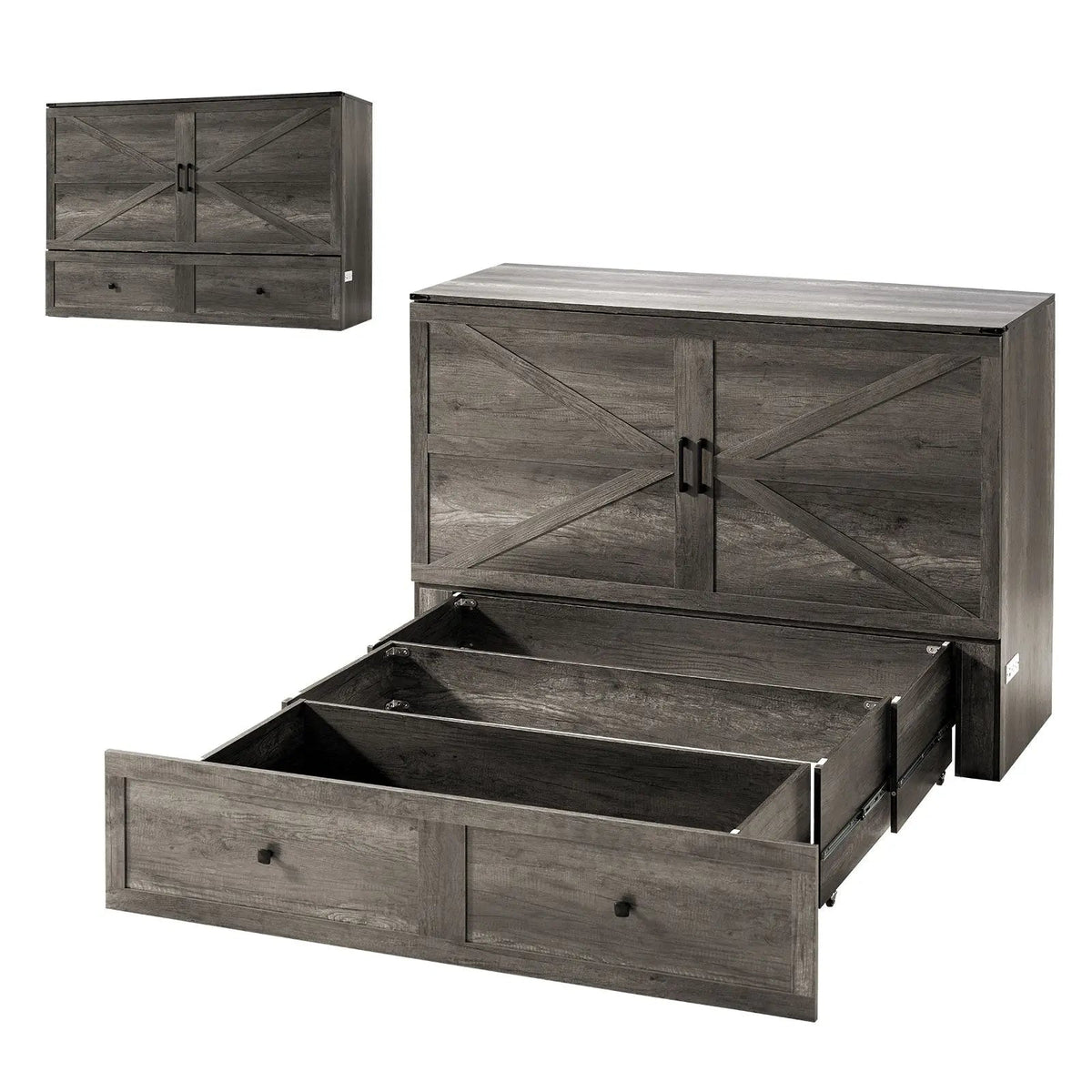 Colton Foldable Murphy Bed Amerlife Queen / Rustic Grey