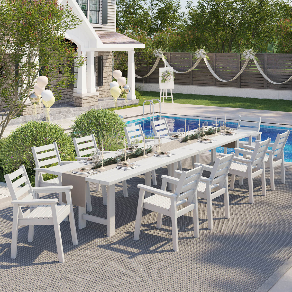 Beverly 7-Piece Outdoor Dining Table Set - White