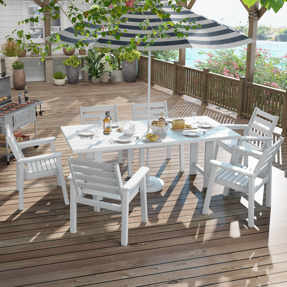 Beverly 7-Piece Outdoor Dining Table Set - White