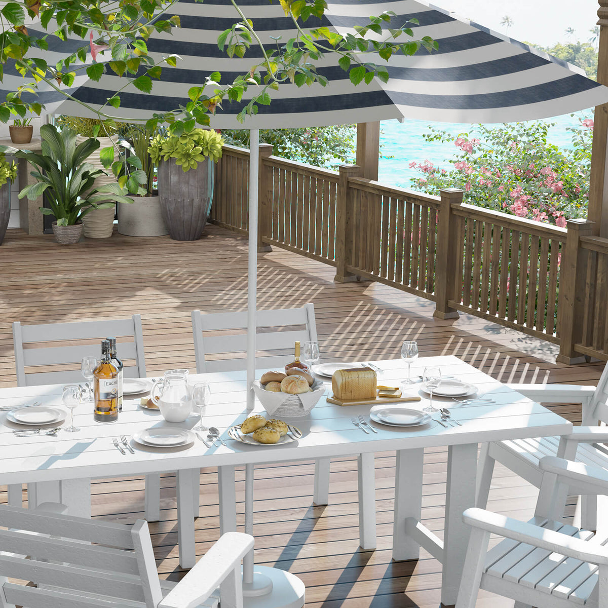 Beverly 7-Piece Outdoor Dining Table Set - White