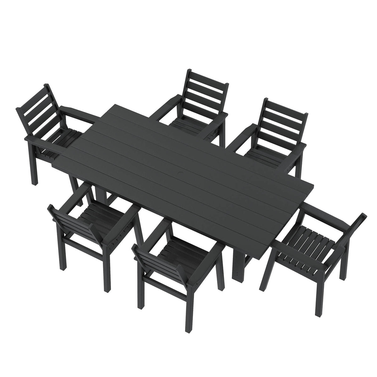 Beverly 7-Piece Outdoor Dining Table Set - Black
