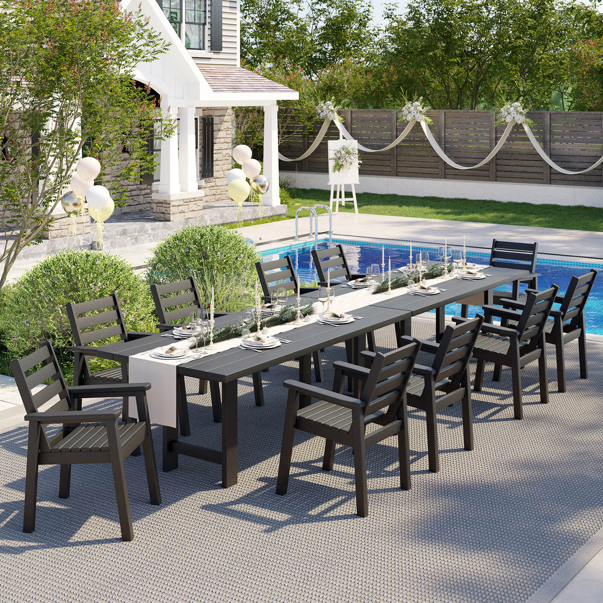 Beverly 7-Piece Outdoor Dining Table Set - Black