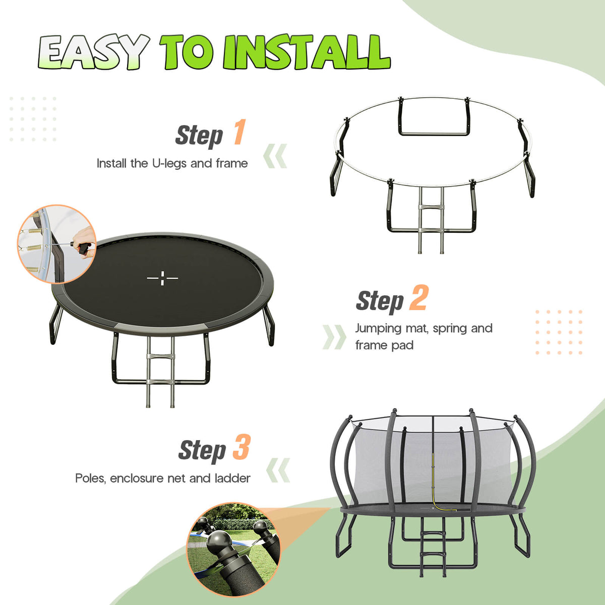 Bounce Outdoor Trampoline Amerlife Black