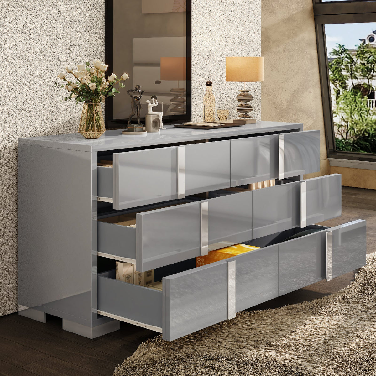 Lena 6-Drawers Dresser - Grey
