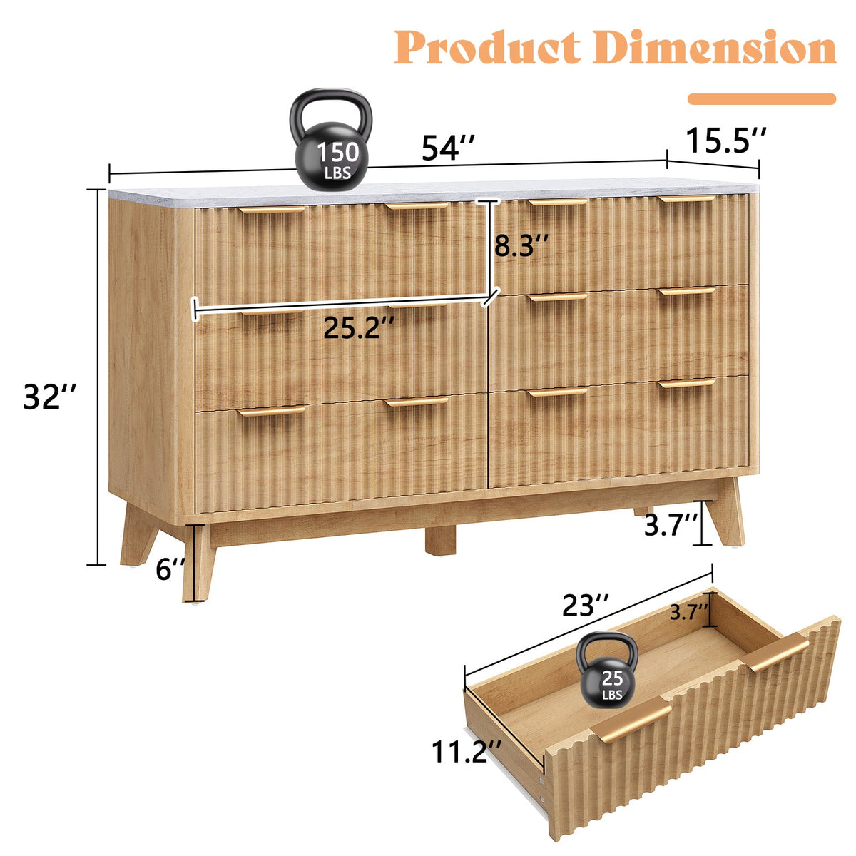 Cropredy 6-Drawers Dresser - Natural Oak