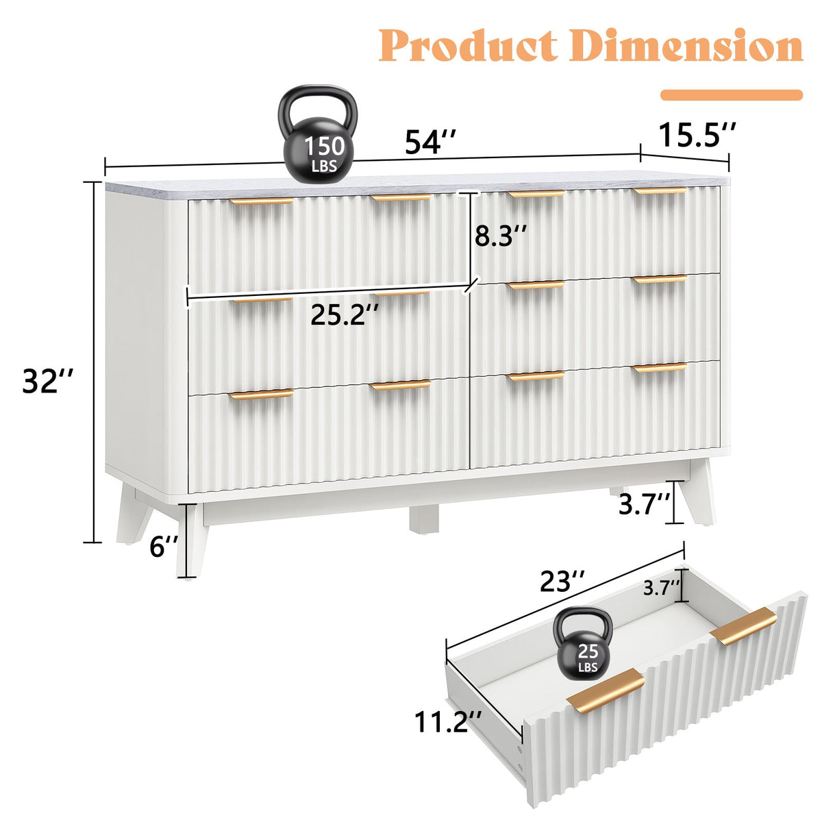 Cropredy 6-Drawers Dresser - White