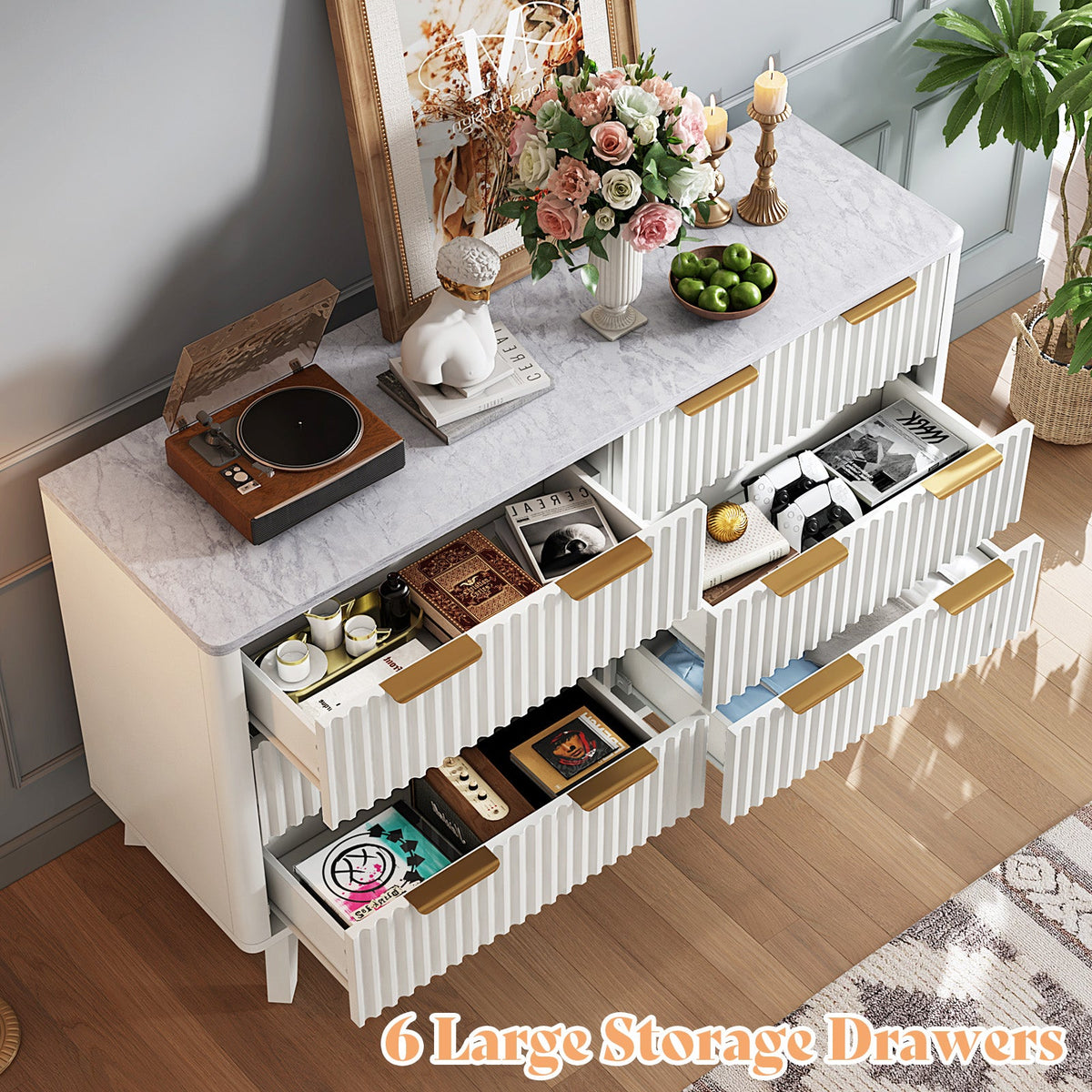 Cropredy 6-Drawers Dresser - White