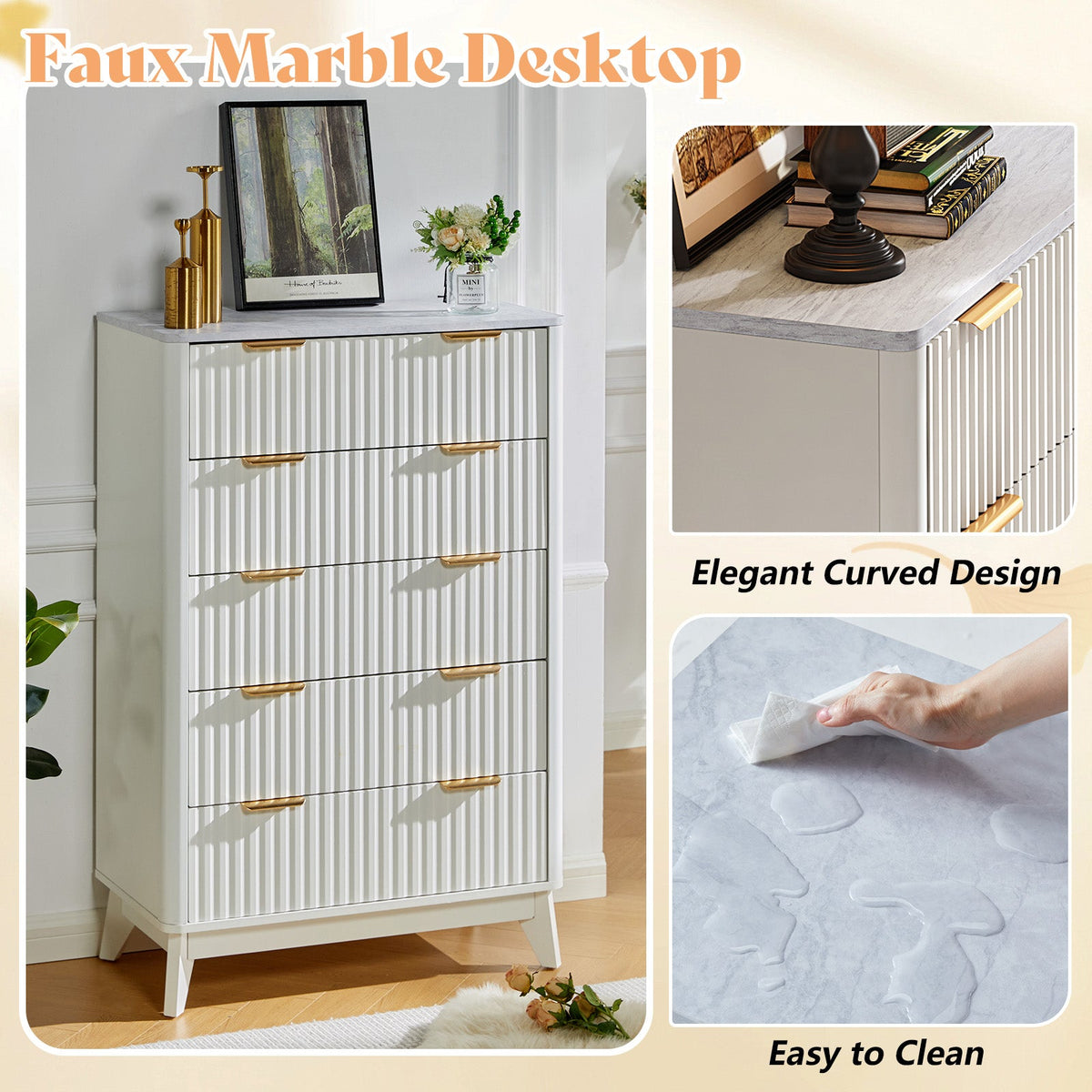 Cropredy 5-Drawers Dresser - White