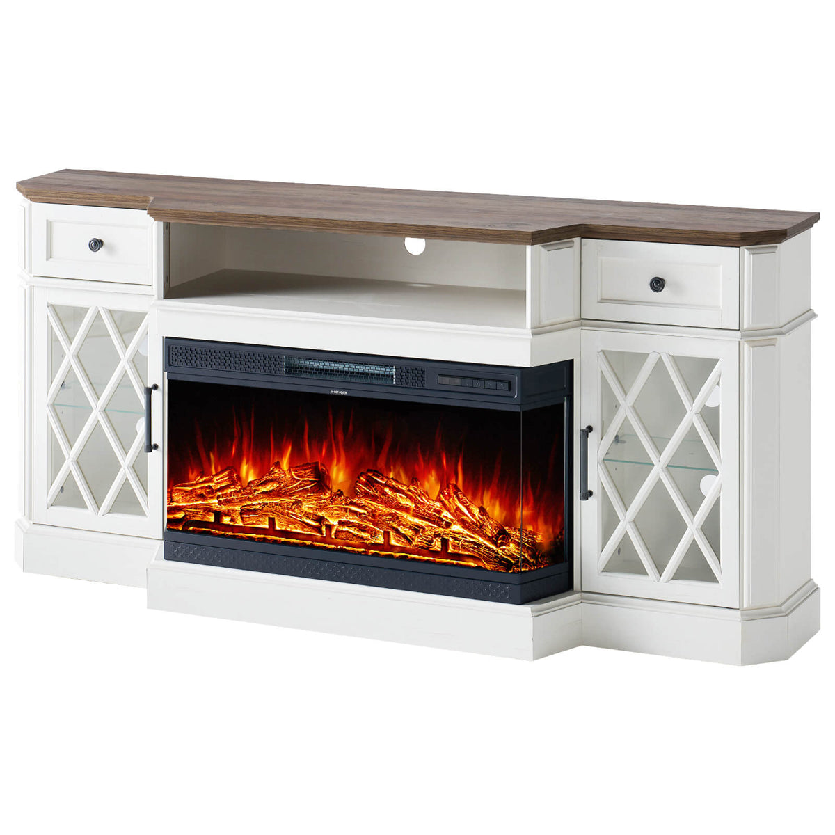 Weston 70" Bevel Fireplace TV Stand - Antique White