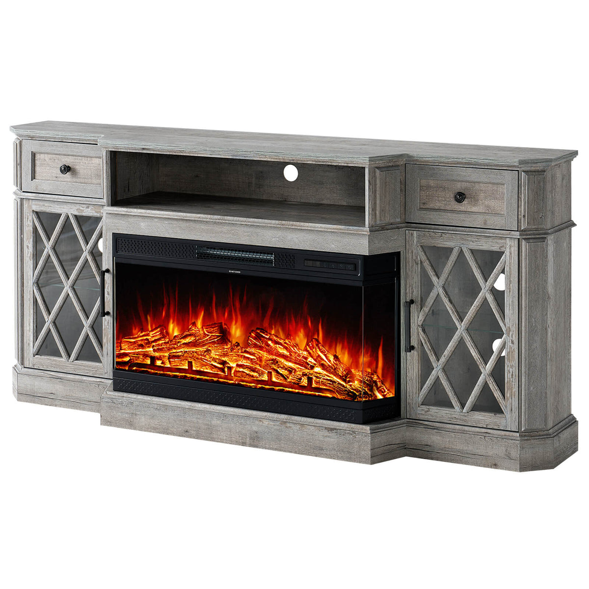 Weston 70" Bevel Fireplace TV Stand - Light Gray
