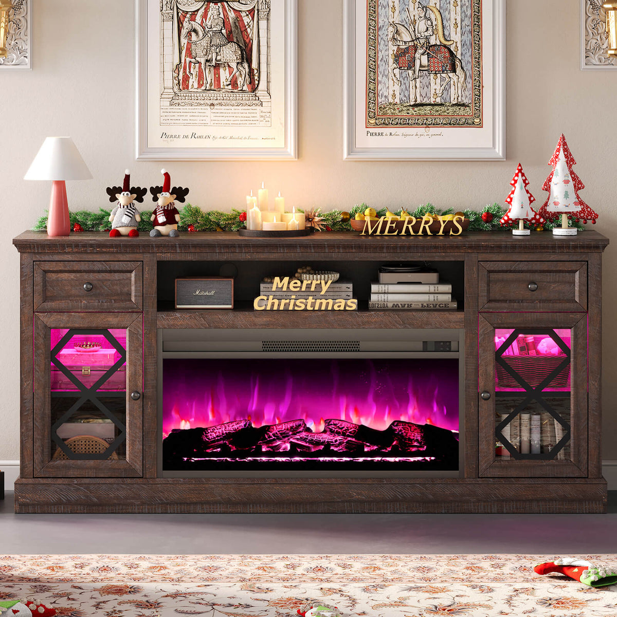 Liviana 70" Fireplace TV Stand - Espresso