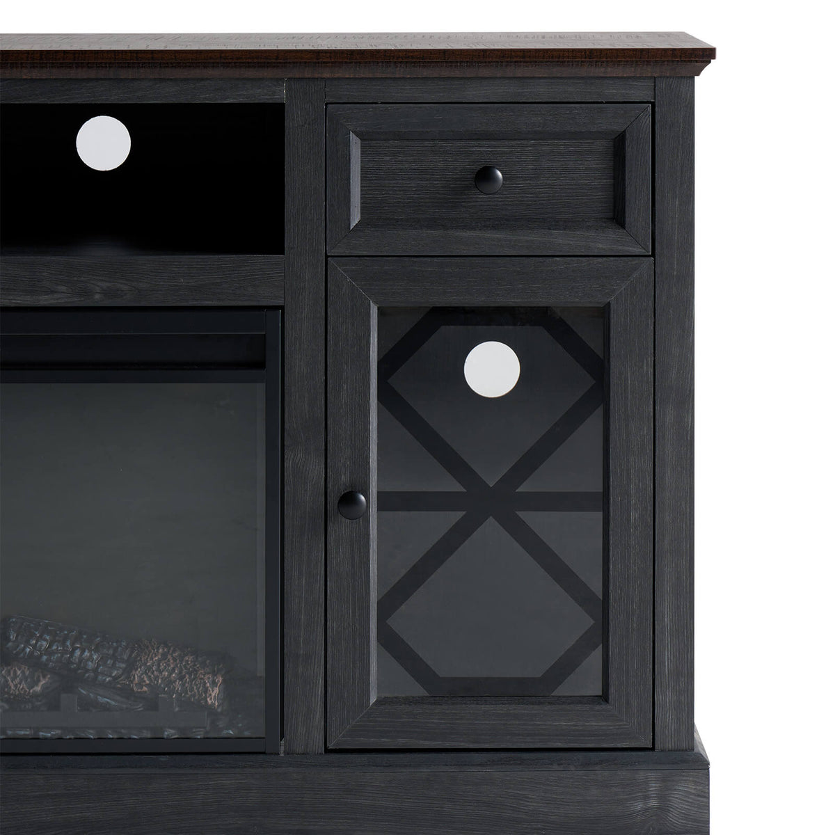 Liviana 70" Fireplace TV Stand - Espresso & Drak Grey