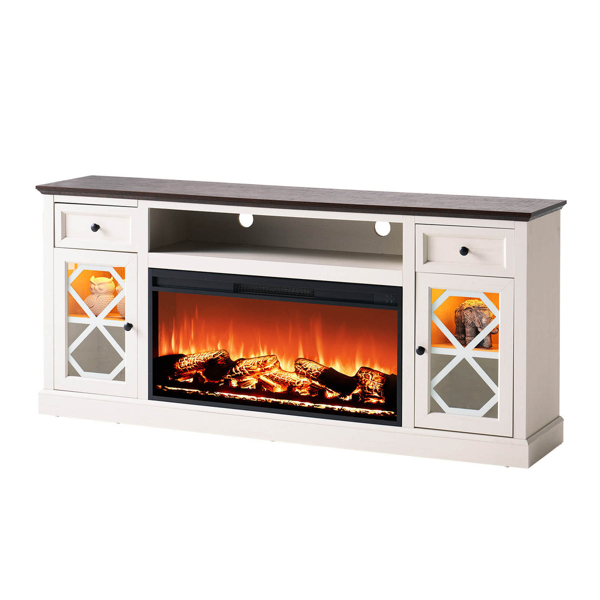 Liviana 70" Fireplace TV Stand - Espresso & White