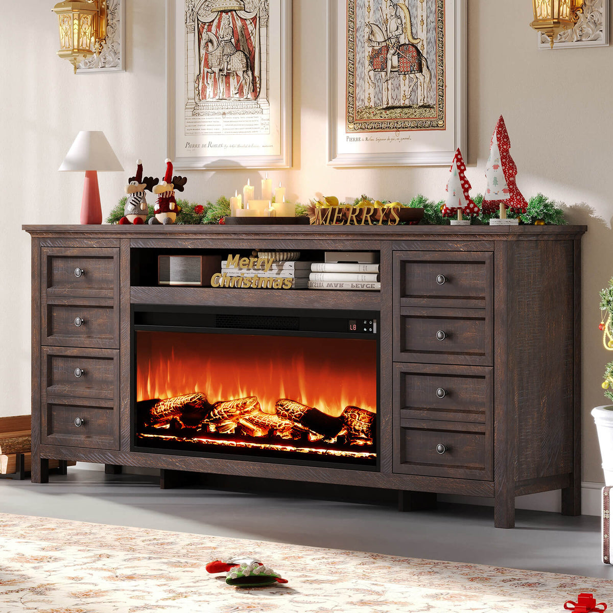 Shipston 70" Fireplace TV Stand - Espresso
