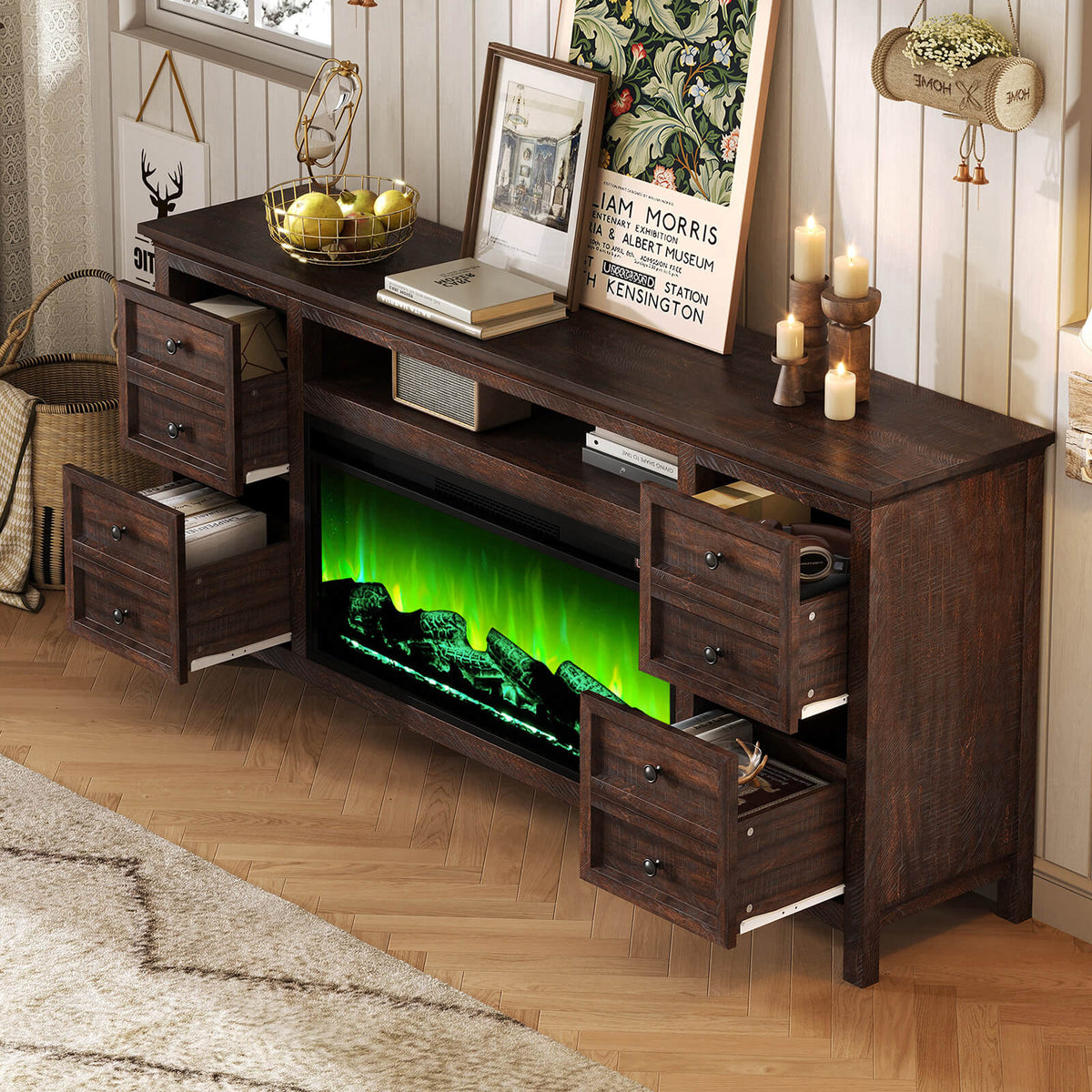 Shipston 70" Fireplace TV Stand - Espresso