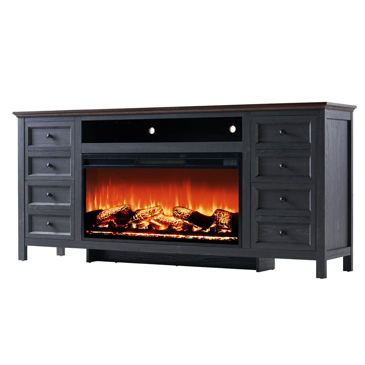 Shipston 70" Fireplace TV Stand - Espresso & Dark Gray