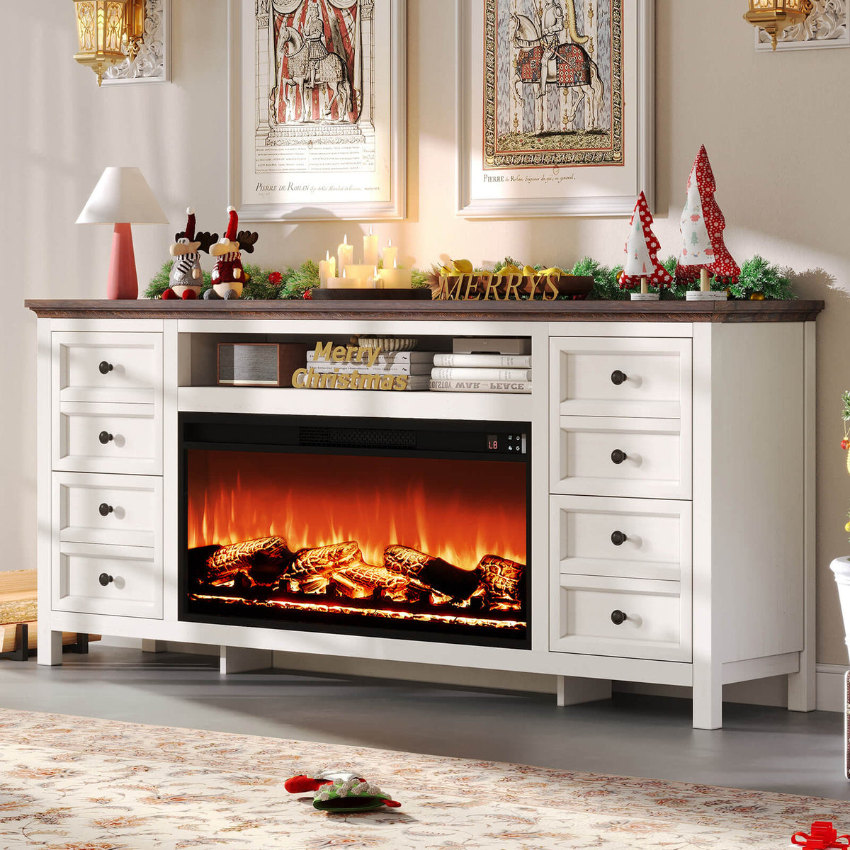 Shipston 70" Fireplace TV Stand - Espresso & white