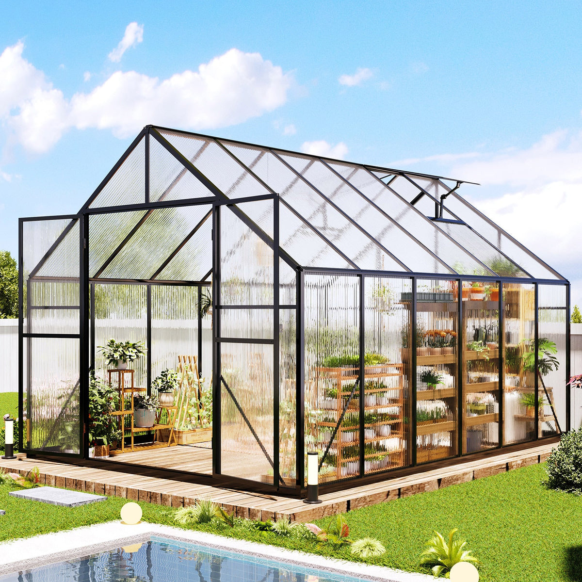 Verda Polycarbonate Greenhouse - 7.7x11.4x7.0 FT