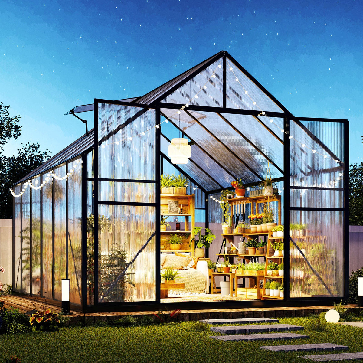 Verda Polycarbonate Greenhouse - 7.7x11.4x7.0 FT
