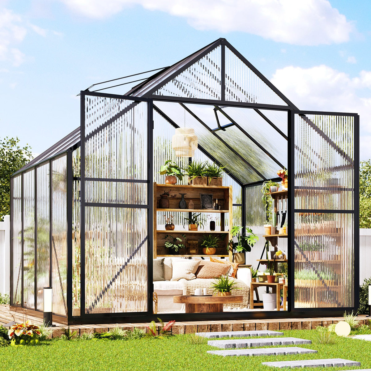 Verda Polycarbonate Greenhouse - 7.7x7.7x7.0 FT