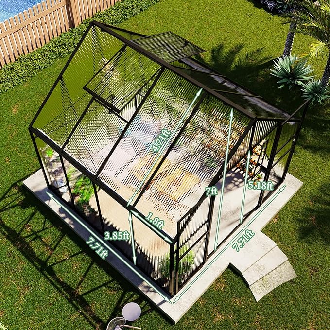 Verda Polycarbonate Greenhouse - 7.7x7.7x7.0 FT