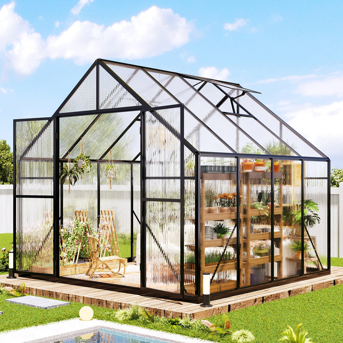 Verda Polycarbonate Greenhouse - 7.7x7.7x7.0 FT