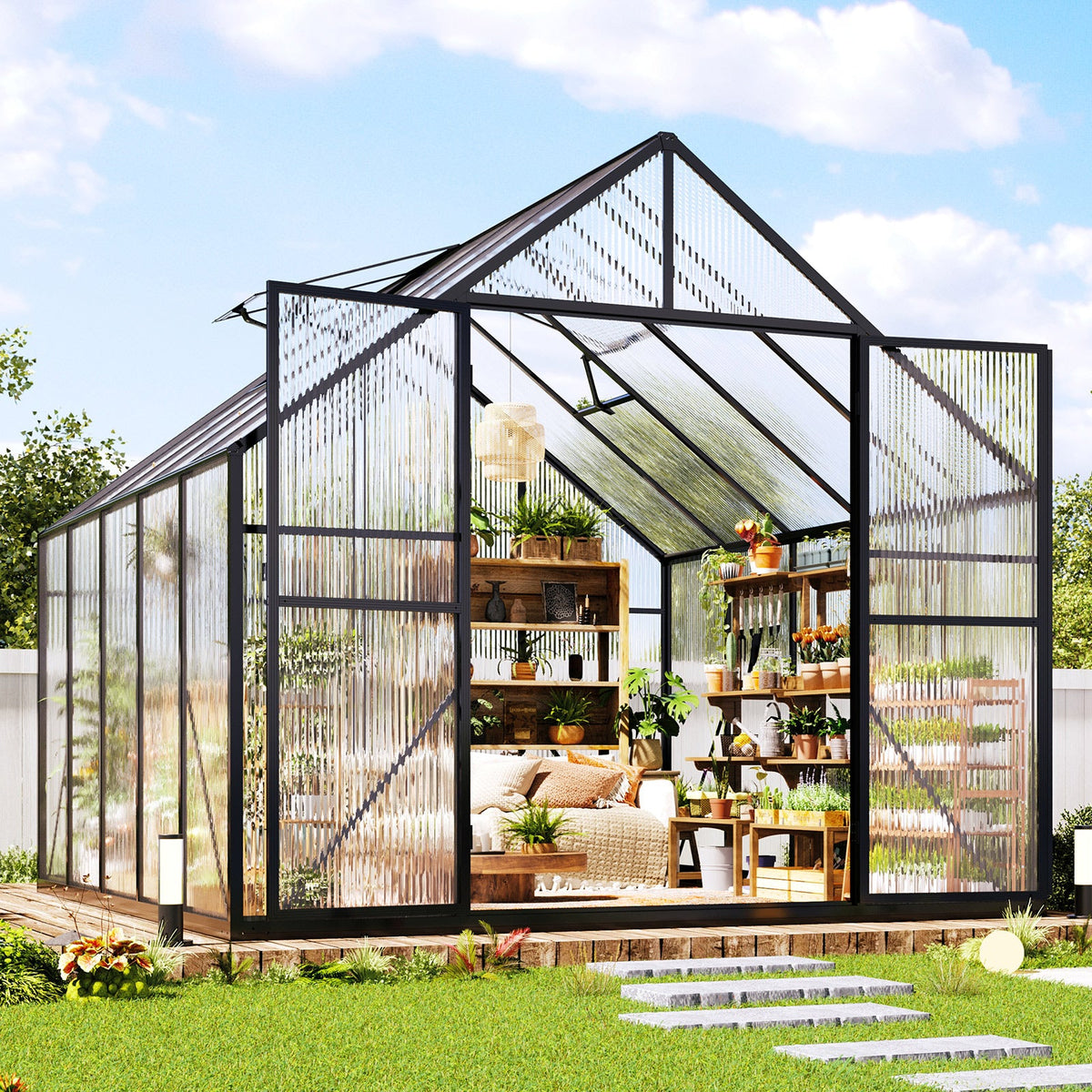 Verda Polycarbonate Greenhouse - 7.7x9.2x7.0 FT