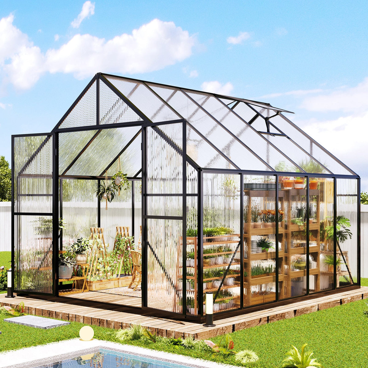 Verda Polycarbonate Greenhouse - 7.7x9.2x7.0 FT