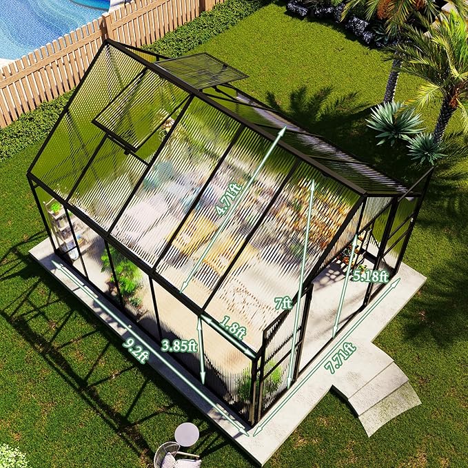 Verda Polycarbonate Greenhouse - 7.7x9.2x7.0 FT