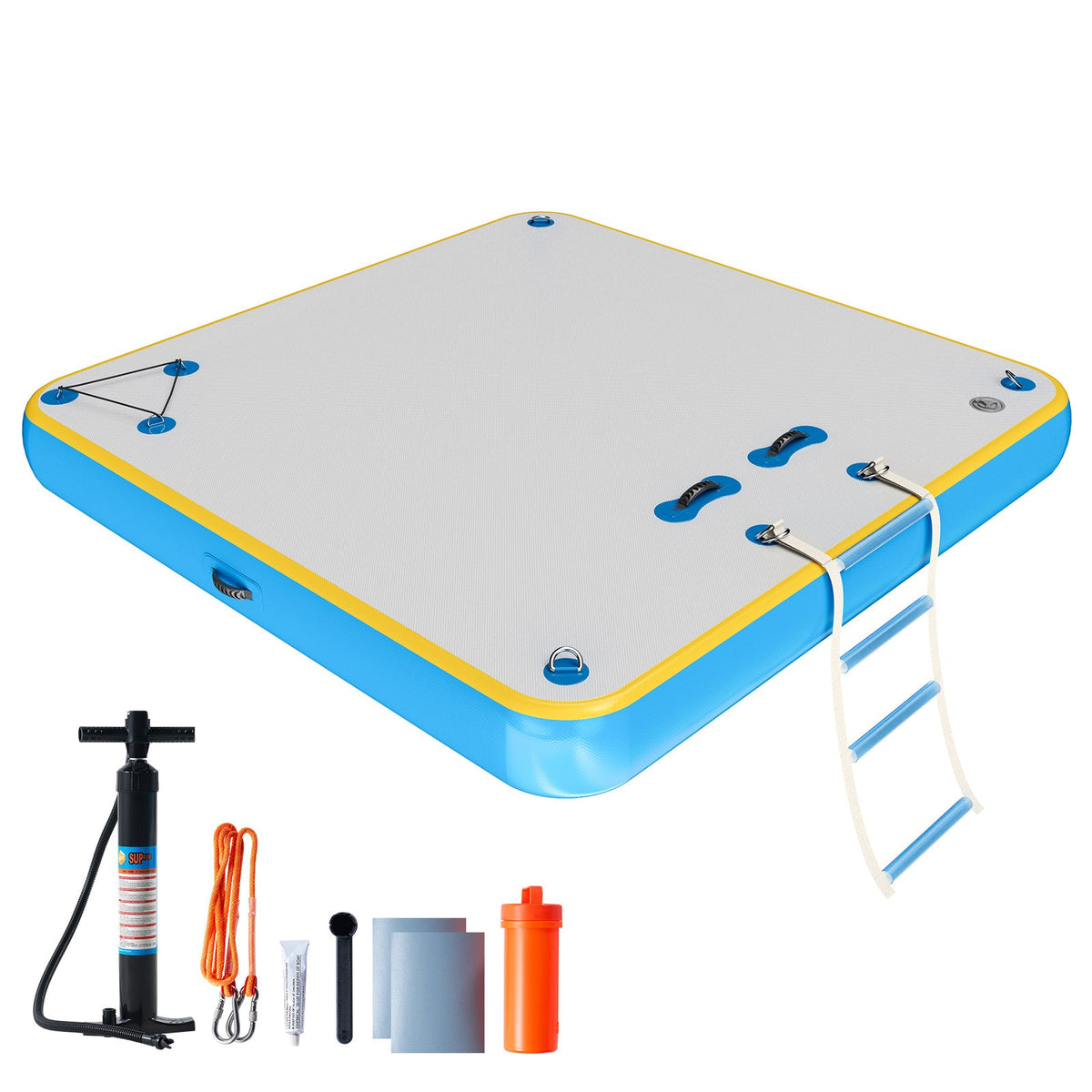 Ploov Inflatable Floating Dock - Regular / 6x6 FT / Blue & White