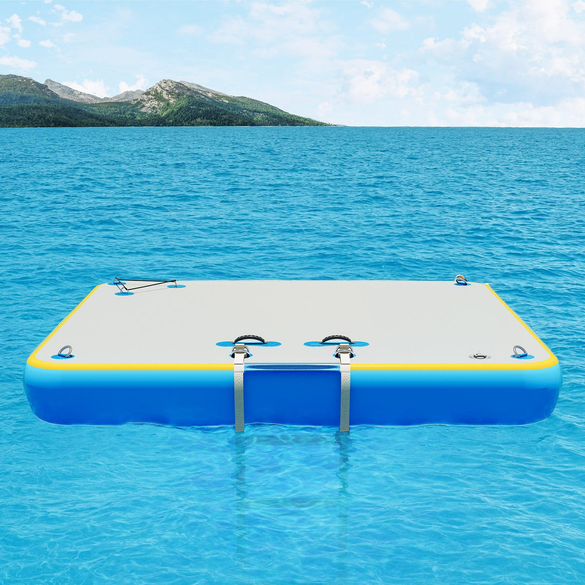 Ploov Inflatable Floating Dock - Regular / 6x6 FT / Blue & White
