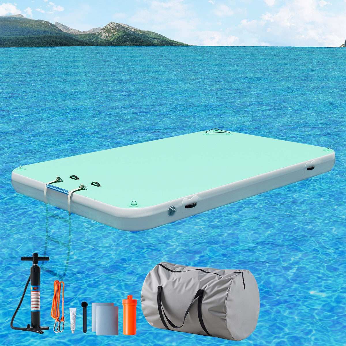 Ploov Inflatable Floating Dock - Regular / 10x6 FT / Green