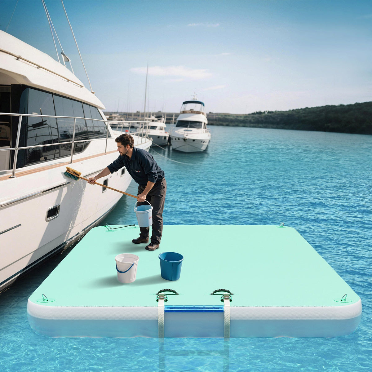 Ploov Inflatable Floating Dock - Regular / 10x6 FT / Green