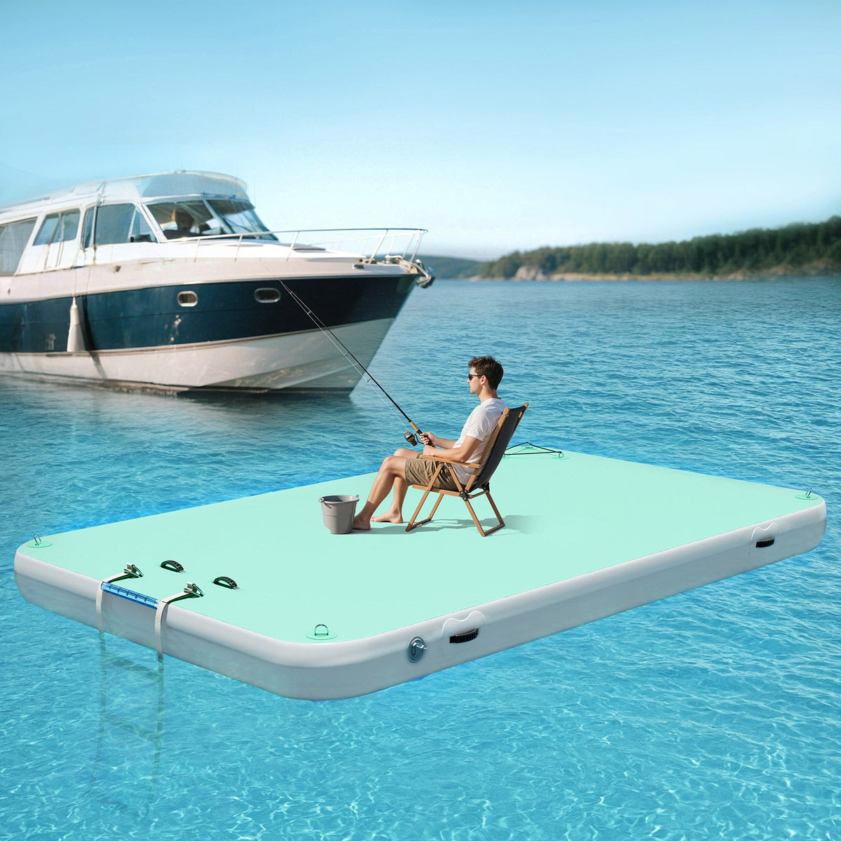 Ploov Inflatable Floating Dock - Regular / 10x6 FT / Green