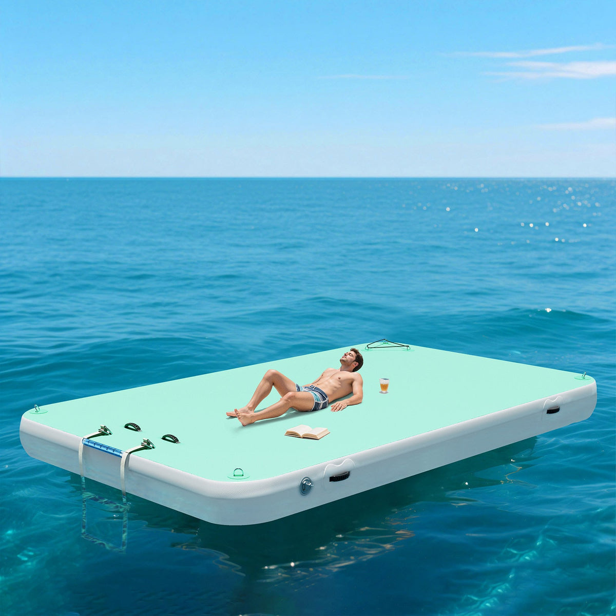Ploov Inflatable Floating Dock - Regular / 10x6 FT / Green