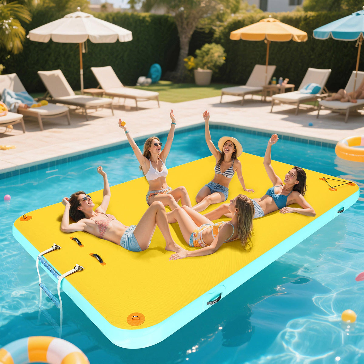 Ploov Inflatable Floating Dock - Regular / 10x6 FT / Yellow