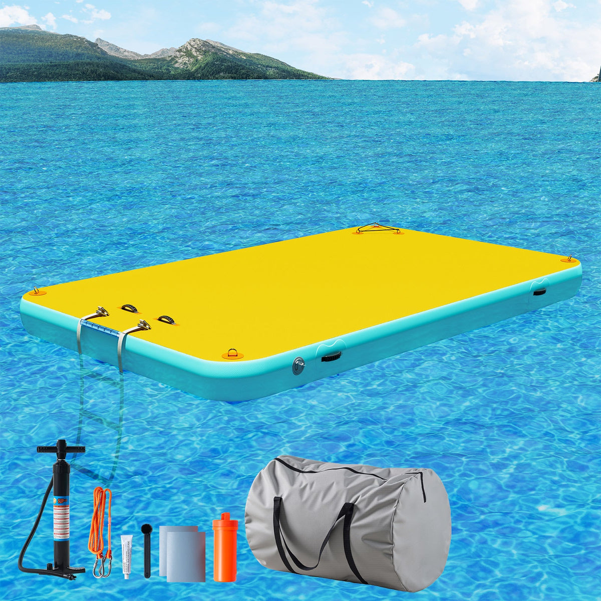 Ploov Inflatable Floating Dock - Regular / 10x6 FT / Yellow