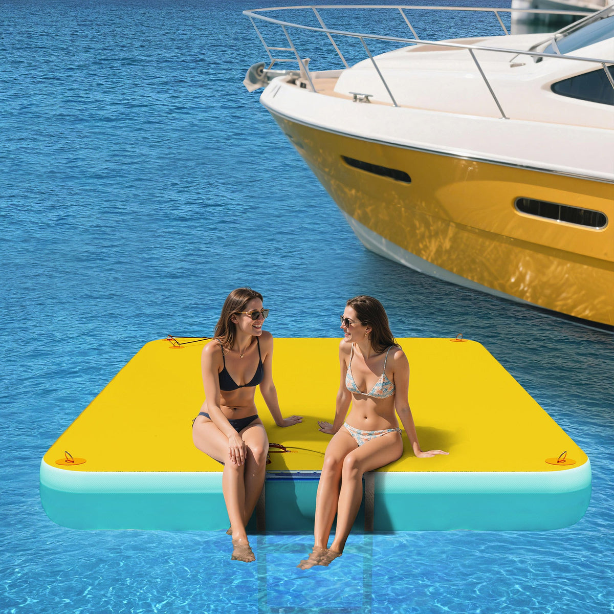 Ploov Inflatable Floating Dock - Regular / 10x6 FT / Yellow