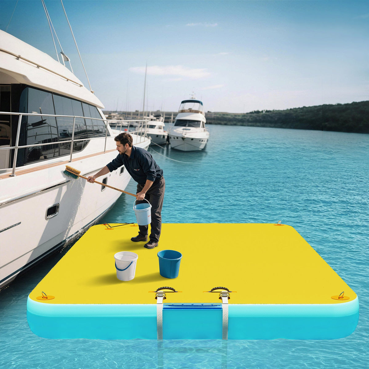 Ploov Inflatable Floating Dock - Regular / 10x6 FT / Yellow