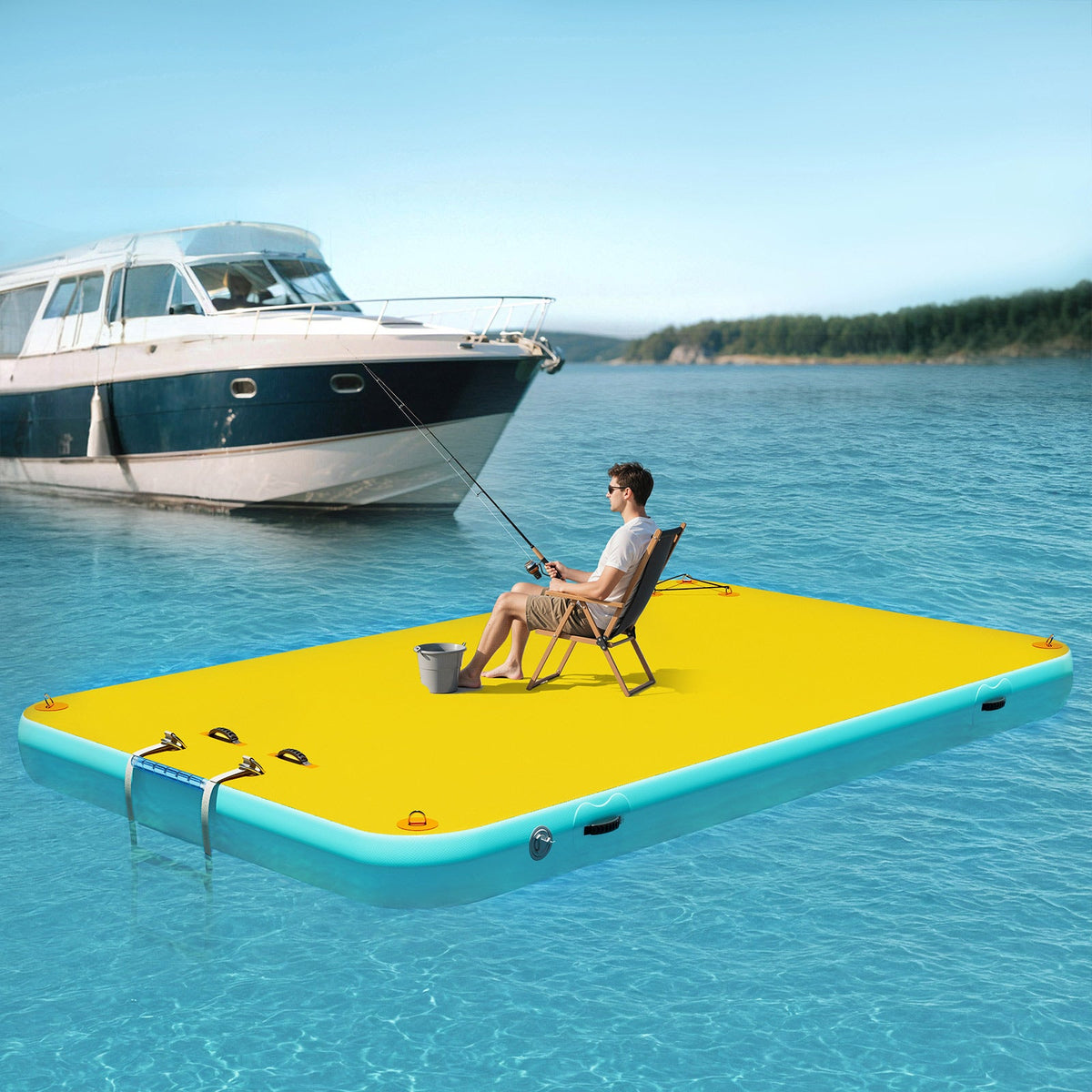 Ploov Inflatable Floating Dock - Regular / 10x6 FT / Yellow