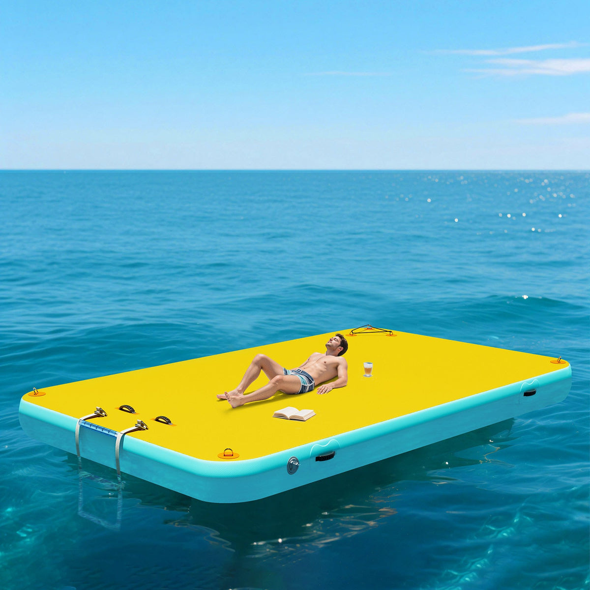 Ploov Inflatable Floating Dock - Regular / 10x6 FT / Yellow