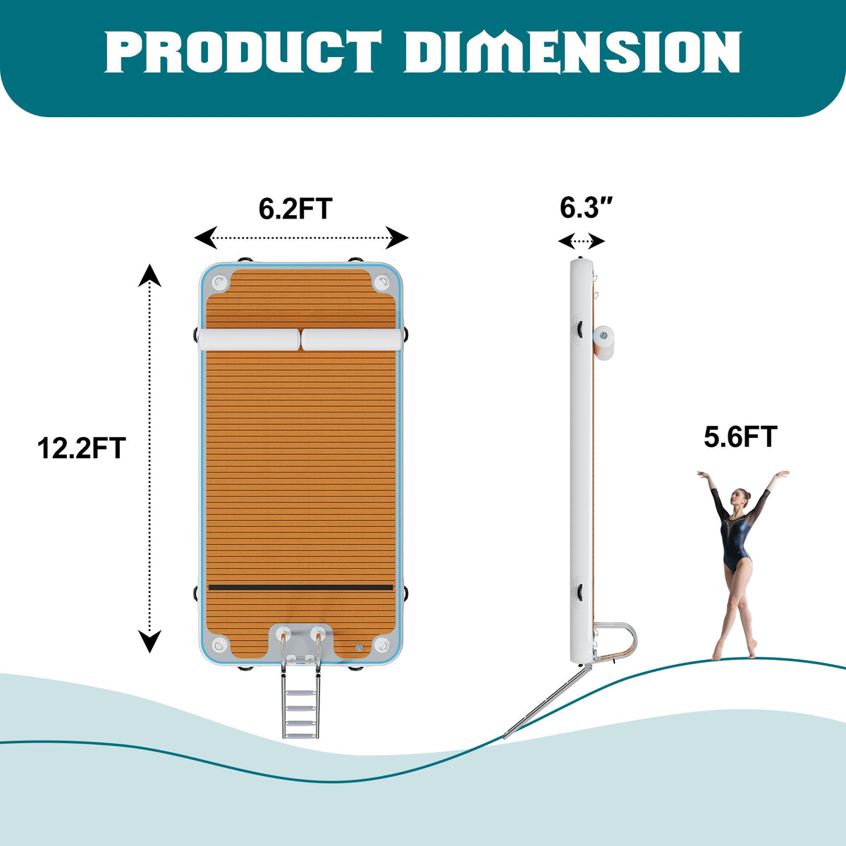 Ploov Inflatable Floating Dock - EVA Surface / 12x6 FT / Brown