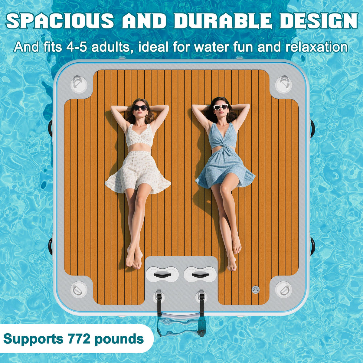 Ploov Inflatable Floating Dock - EVA Surface / 7x7 FT / Brown
