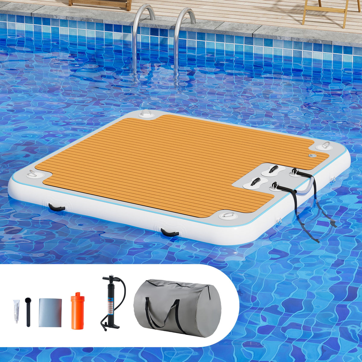 Ploov Inflatable Floating Dock - EVA Surface / 7x7 FT / Brown