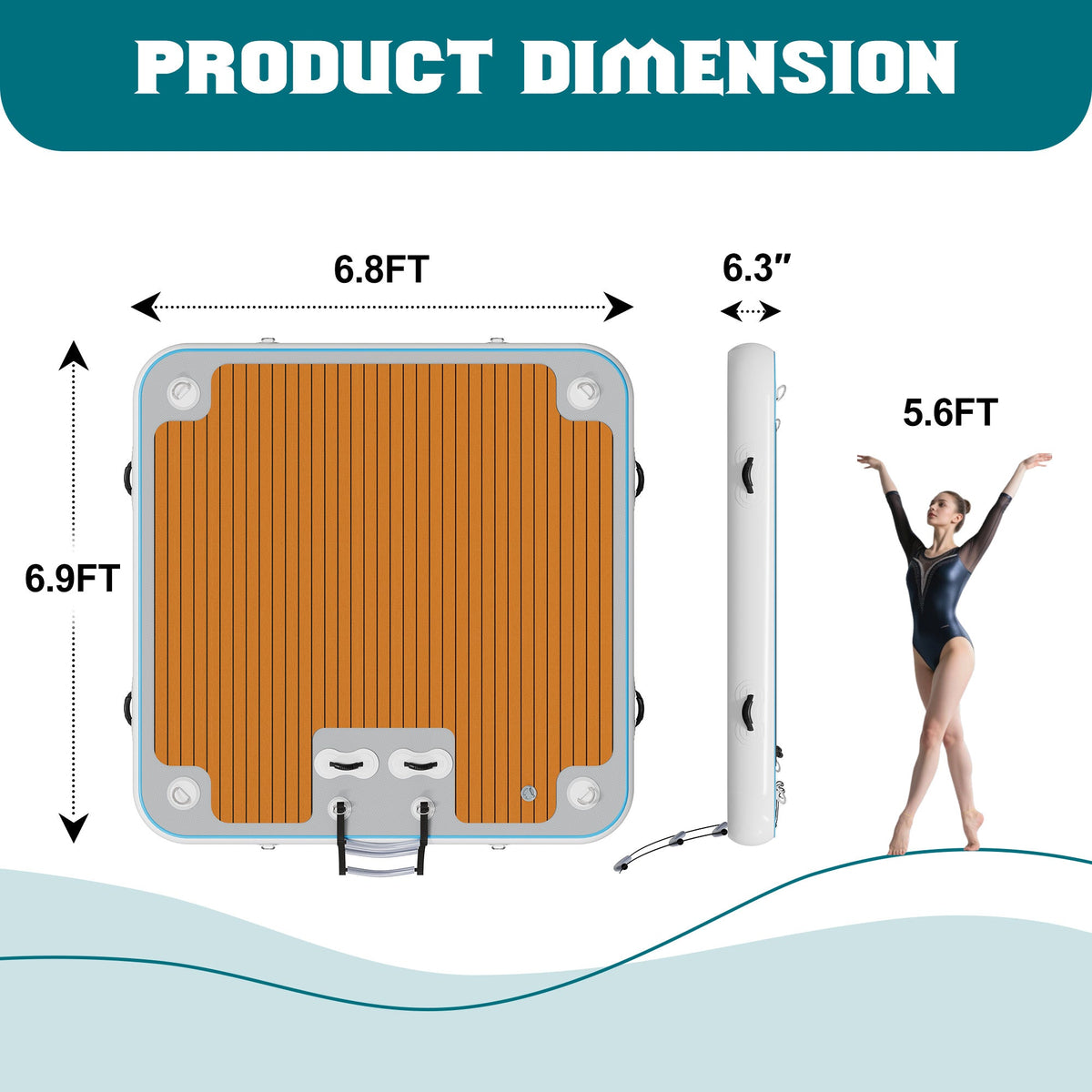 Ploov Inflatable Floating Dock - EVA Surface / 7x7 FT / Brown