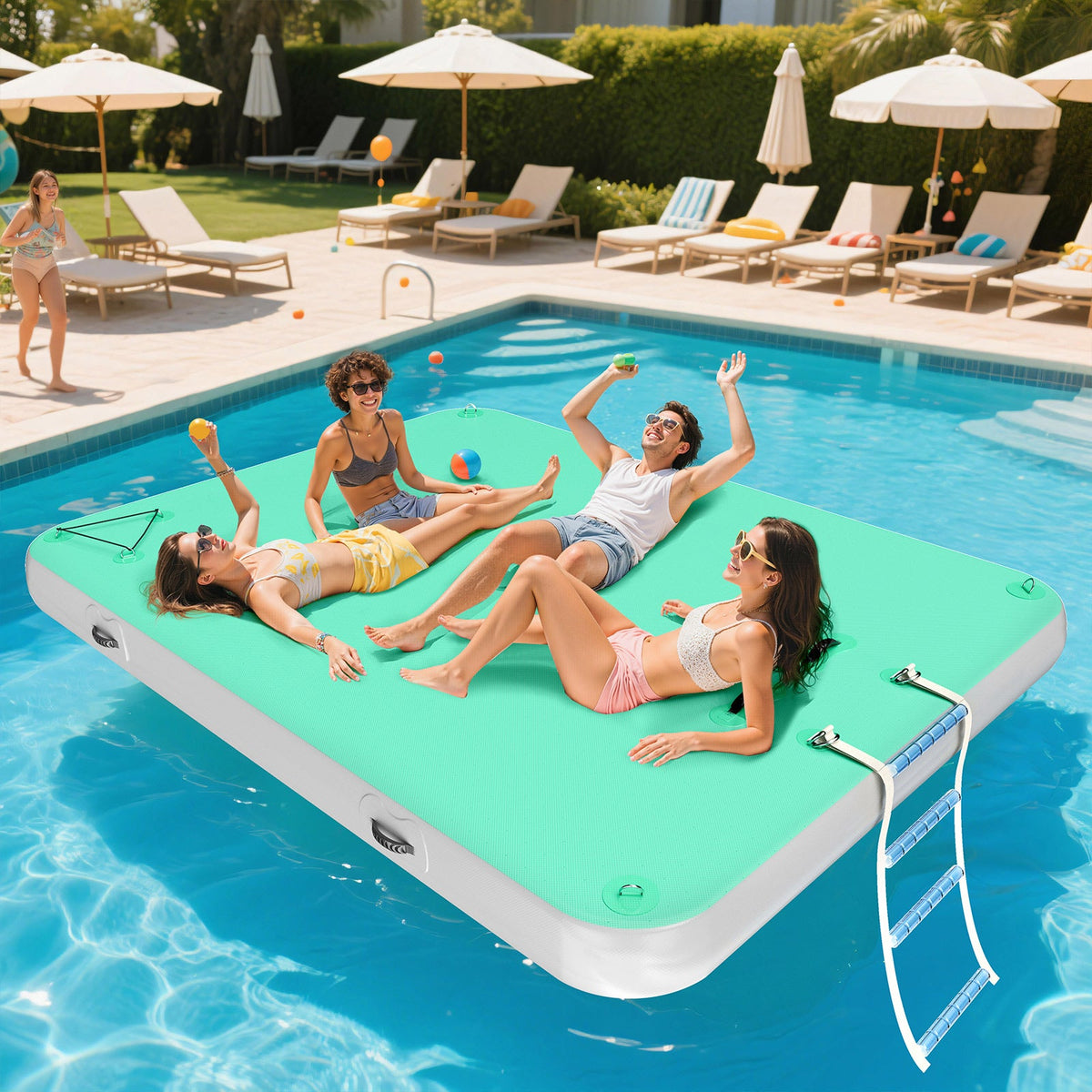 Ploov Inflatable Floating Dock - Regular / 8x6 FT / Green